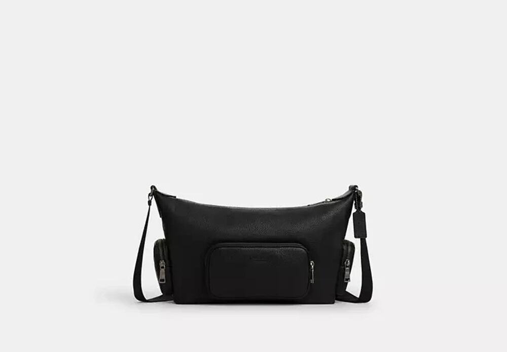NWT B1-007COACH Finn Crossbody Bag With Pockets Pebble LeatherCCG15GunmetalBlack